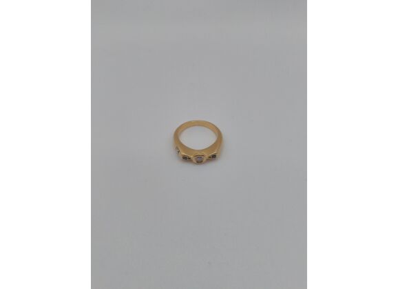 Image Bague Or jaune Diamant Pierre bleue