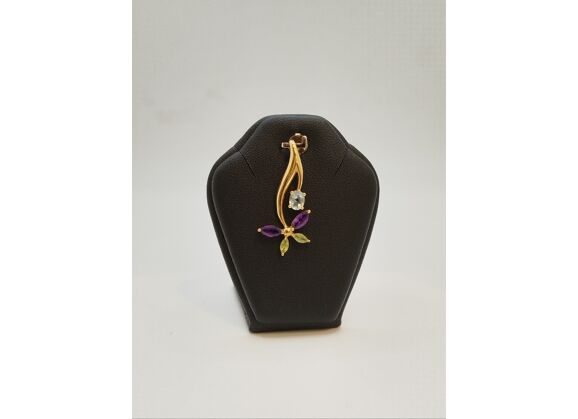 Image Pendentif Or jaune Pierre multicolore
