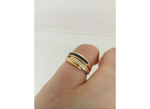 Image Bague Or jaune Saphir Diamant