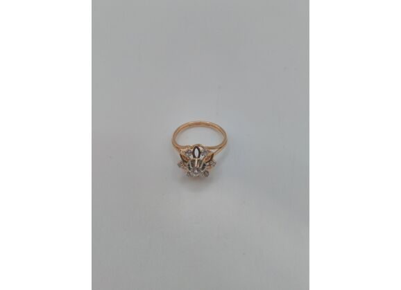 Image Bague Fleur Or jaune Pierre blanche