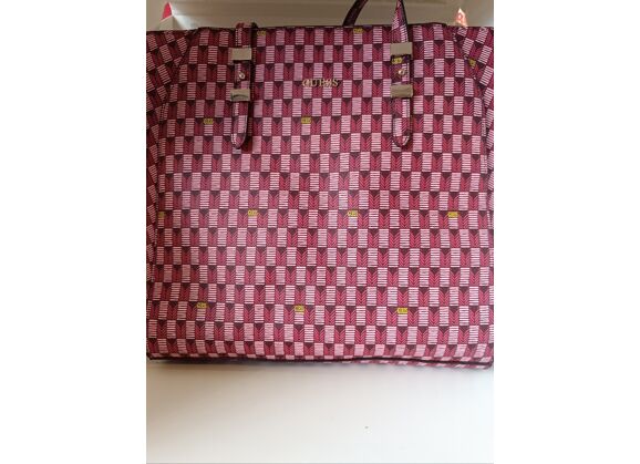 Image Sac à main GUESS Porté épaule Polyester Monogram rose fuchsia