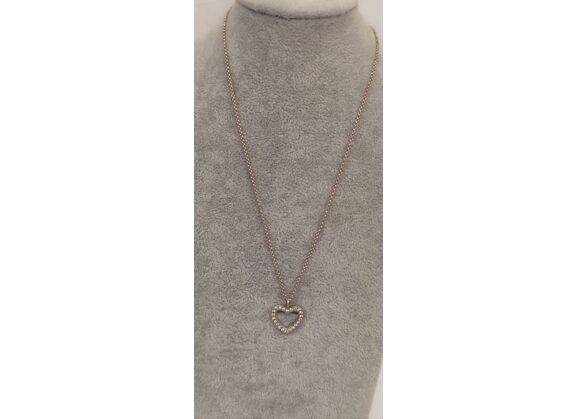 Image Collier Cœur Argent Strass