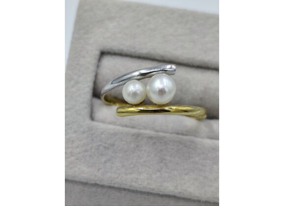 Image Bague Or jaune Or blanc Perles