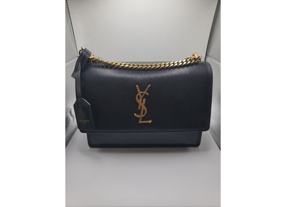Sac à main YVES SAINT LAURENT Sunset Porté épaule Cuir de veau Noir